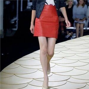 3.1 Phillip Lim Red Leather Mini Skirt, GUC, Size 4, MSRP $550